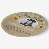 Geslaagd Feest Leuke Feiten Zonnebloem Blauwgroen  Papieren Bordje (Gekanteld)