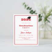 Geslaagd Feest rood wit 2025 uitnodiging (Staand voorkant)