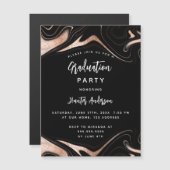 Geslaagd feest zwart roos goud modern luxe magnetische uitnodiging (Voorkant / Achterkant)