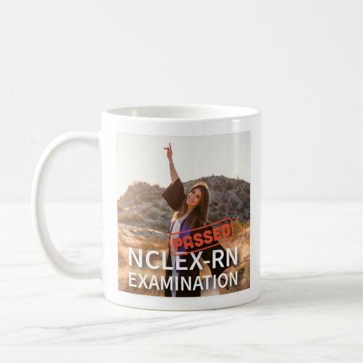 Geslaagd NCLEX RN examen Gepersonaliseerde foto ve Koffiemok (Links)