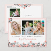 Geslaagd Party Bloemen Geometrische Blush Roos Gou Briefkaart (Voorkant / Achterkant)