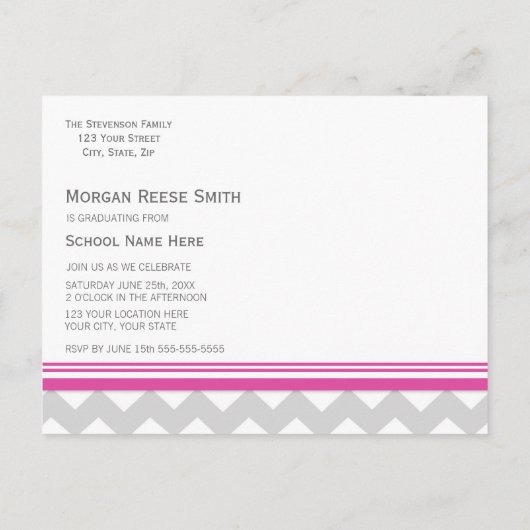 Geslaagd Party Invitation Briefkaart Chevron (Achterkant)