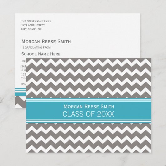 Geslaagd Party Invitation Briefkaart Chevron (Voorkant / Achterkant)