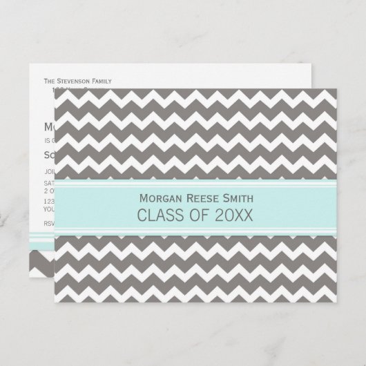 Geslaagd Party Invitation Briefkaart Chevron (Voorkant / Achterkant)