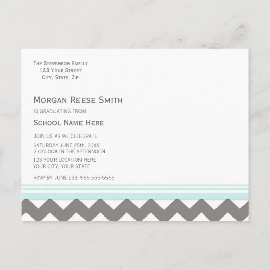 Geslaagd Party Invitation Briefkaart Chevron (Achterkant)