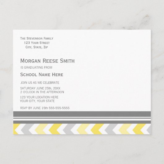 Geslaagd Party Invitation Briefkaart Chevron (Achterkant)