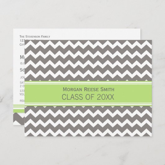 Geslaagd Party Invitation Briefkaart Chevron (Voorkant / Achterkant)