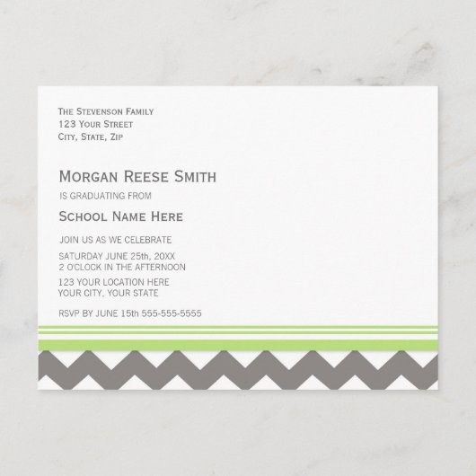 Geslaagd Party Invitation Briefkaart Chevron (Achterkant)