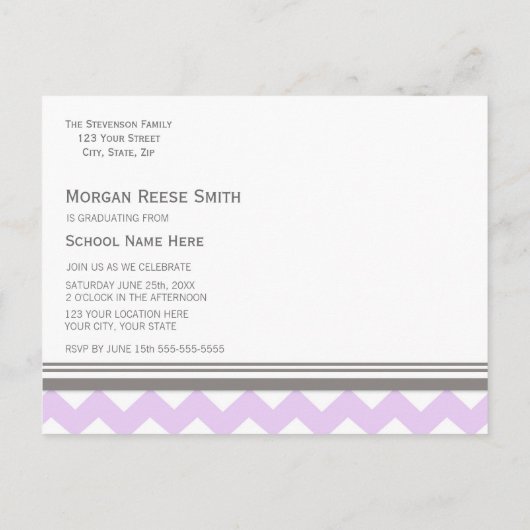 Geslaagd Party Invitation Briefkaart Chevron (Achterkant)