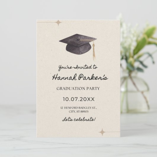 Geslaagd Party Invitation Sjabloon (5x7") Kaart (Staand voorkant)