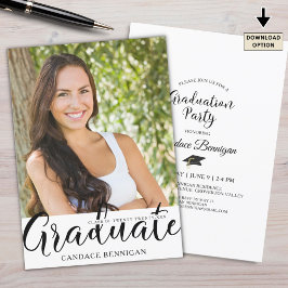 Geslaagd Party Script Afstuderen Foto Zwart Wit Kaart