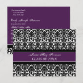 Geslaagd Party Uitnodiging Briefkaarten Paarse Zwa (Voorkant / Achterkant)