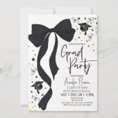 Geslaagd Party Uitnodiging Coquette Black Bow Gra (Voorkant)