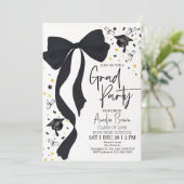Geslaagd Party Uitnodiging Coquette Black Bow Gra (Staand voorkant)