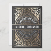 Geslaagd Party Uitnodigingen Gold Folie Zwart Foto (Voorkant)