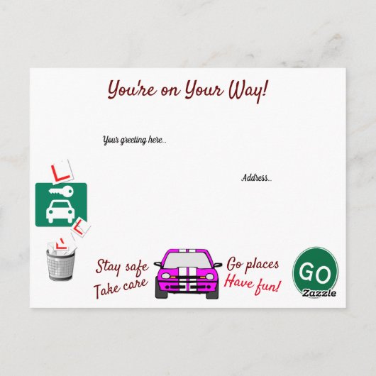 geslaagd rijexamen gefeliciteerd briefkaart (Achterkant)