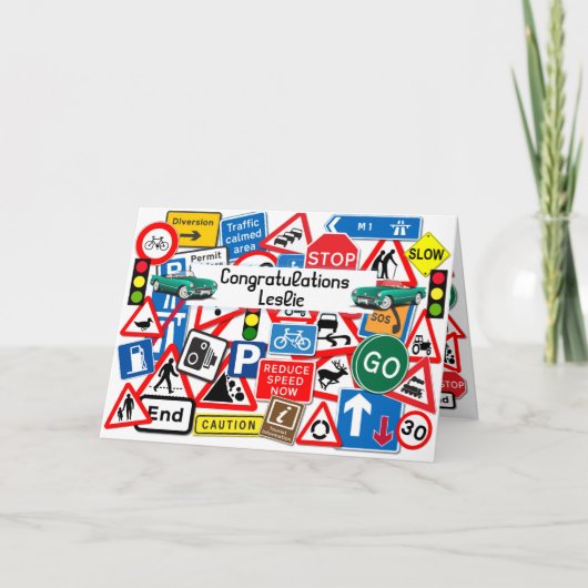 geslaagd rijexamen gefeliciteerd kaart (Voorkant)