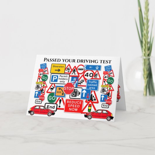 Geslaagd voor je rijexamen ~ Gefeliciteerd! Kaart (Voorkant)