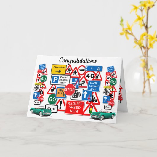 Geslaagd voor je rijexamen ~ Gefeliciteerd! Kaart (Gele Bloem)