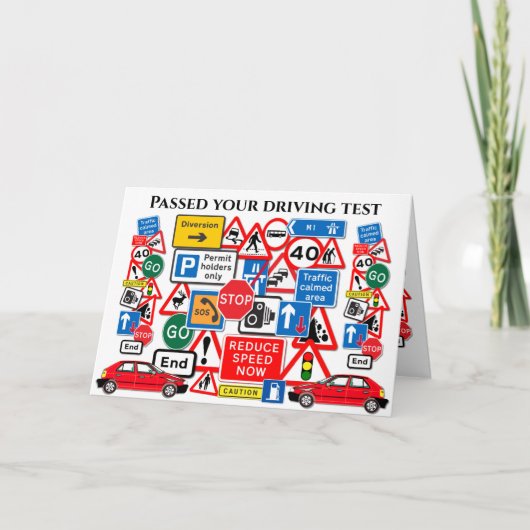 Geslaagd voor je rijexamen ~ Gefeliciteerd! Kaart (Voorkant)