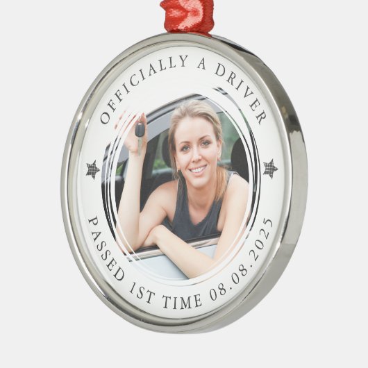 Geslaagd voor rijexamen Gefeliciteerd Foto Keepsak Metalen Ornament (Links)