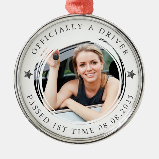 Geslaagd voor rijexamen Gefeliciteerd Foto Keepsak Metalen Ornament (Voorkant)