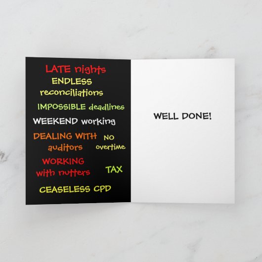 Geslaagde boekhoudkundige examens Accountant Gefel Kaart (Binnen)