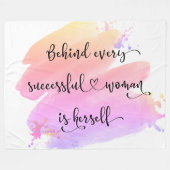 Geslaagde vrouw Quote Roze Paarse Waterverf Fleece Deken (Voorkant (Horizontaal))