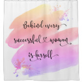Geslaagde vrouw Quote Roze Waterverf Ombre Bold Douchegordijn (Voorkant)