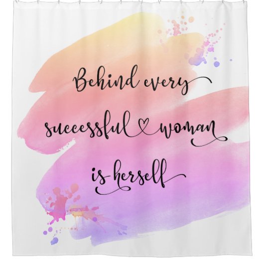 Geslaagde vrouw Quote Roze Waterverf Ombre Bold Douchegordijn (Voorkant)