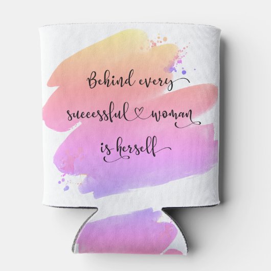 Geslaagde vrouw script roze Paarse Waterverf Blikjeskoeler (Achterkant)