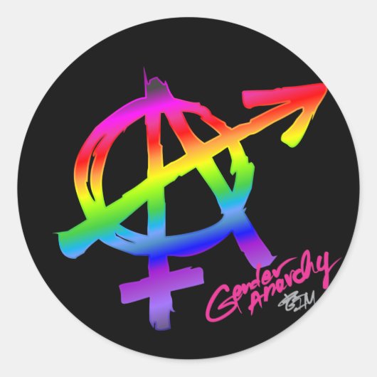 Geslacht Anarchie Regenboog ontwerp op donkere ach Ronde Sticker (Voorkant)