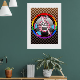 Geslacht Anarchie Symbool, Embleem op donkere scha Poster