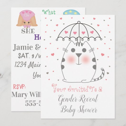 Geslacht Baby shower platte Kaart (Voorkant / Achterkant)