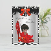 Geslacht Baby shower Zebra Rood Baby Kaart (Staand voorkant)