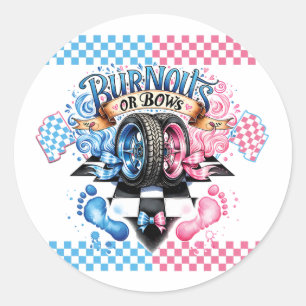 Geslacht bekendmaken Roze en Blauwe Strikken en Ba Ronde Sticker