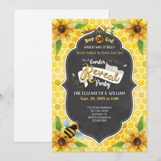 Geslacht bij honingbijen onthullen uitnodiging tot (Voorkant / Achterkant)