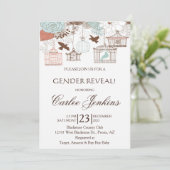 Geslacht Bird Cages Baby shower uitnodigen Kaart (Staand voorkant)