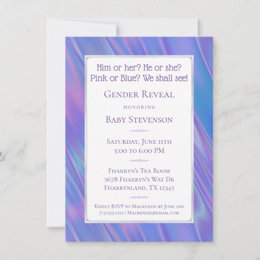 Geslacht | Blauw roze Hij of zij gedicht Kaart (Voorkant)