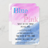 Geslacht Blauwe of Roze Waterverf Partij Kaart (Voorkant / Achterkant)