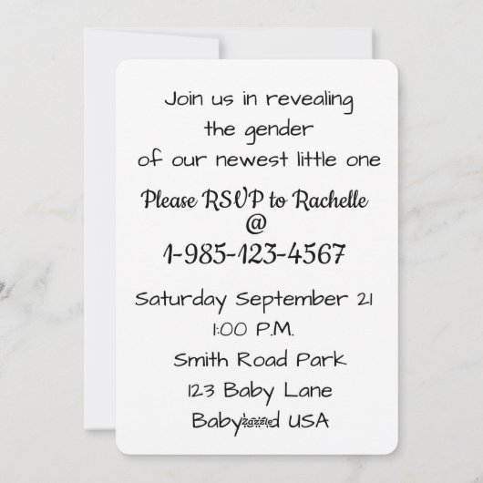 Geslacht feestdag Kaart (Achterkant)