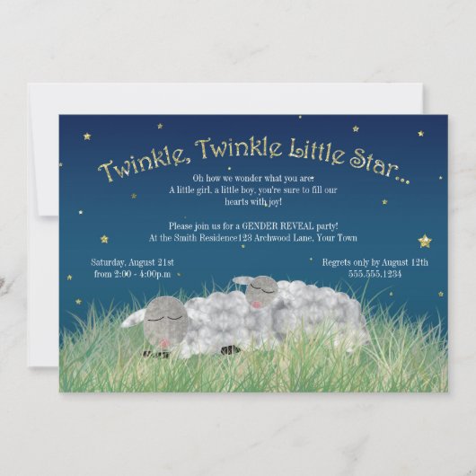 Geslacht Feestpartij Twinkle Little Star Cute Shee Kaart (Voorkant)