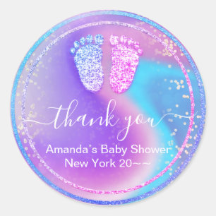 Geslacht Herziene Baby shower Holographic Girl Boy Ronde Sticker