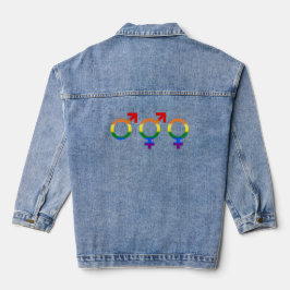 Geslacht Identiteit Rainbow Heart Denim jas voor d Jacket