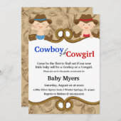 Geslacht in blauwe en rode landen onthullen uitnod kaart (Voorkant / Achterkant)