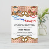 Geslacht in blauwe en rode landen onthullen uitnod kaart (Staand voorkant)