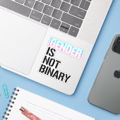 Geslacht is niet binair sticker (Laptop met iPhone)