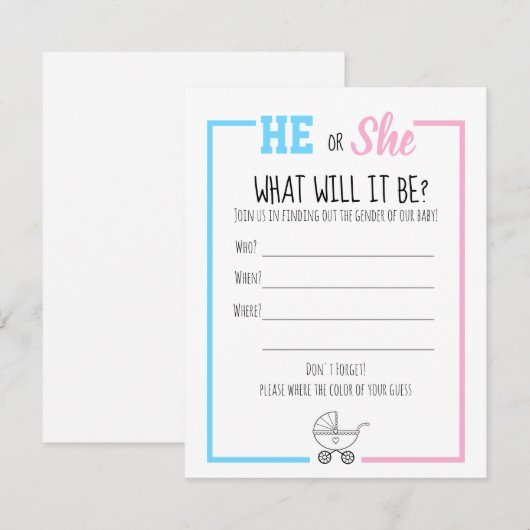 Geslacht Kaart (Voorkant / Achterkant)