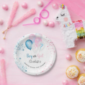 Geslacht laat baby shower blauwe roze glitter zien papieren bordje (Feest)