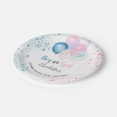 Geslacht laat baby shower blauwe roze glitter zien papieren bordje (Gekanteld)